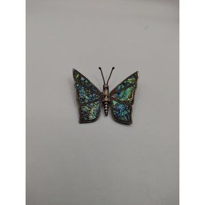 Brooch vintage Marked JBF New Mexico r r Abalone inlay  Silver butterfly